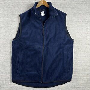 Portola Sz L Navy Heavy Fleece Full Zip  Outdoor Vest W Pockets Fall Autumn NWT
